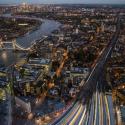 Aerial view of London near Tower Bridge