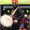 Dhol drummer at Vaisakhi on Trafalgar Square 2023