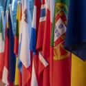 A row of European flags.